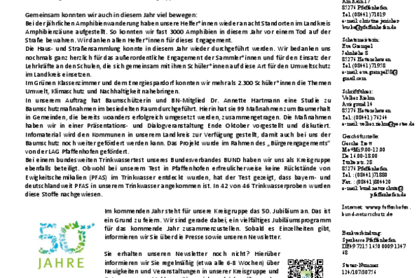 Weihnachtsbrief Kreisgruppe Pfaffenhofen